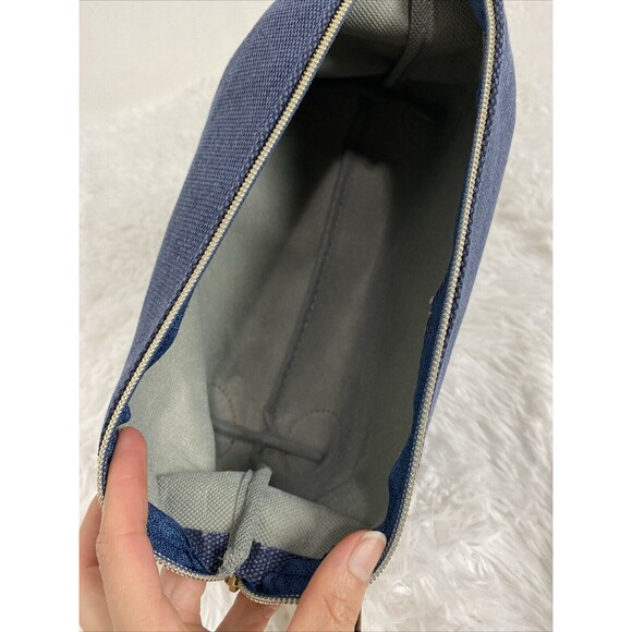 Made For Retail Men's Shave Bag Diagonal Snap Sides Zipper Top Navy Blue Travel - Picture 5 of 7